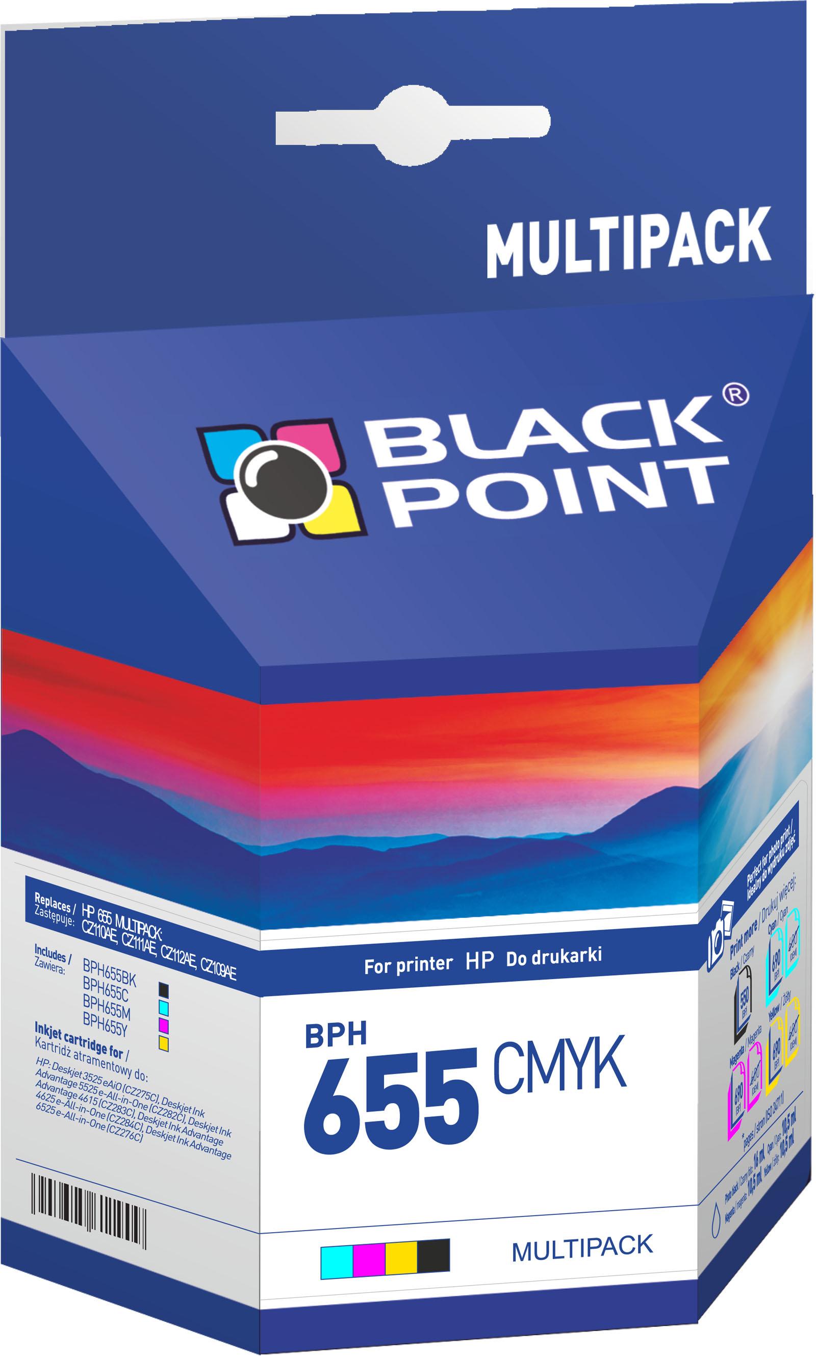 CMYK - Black Point tusz BPH655CMYK zastpuje HP b.d., MULTIPACK (CMYK)