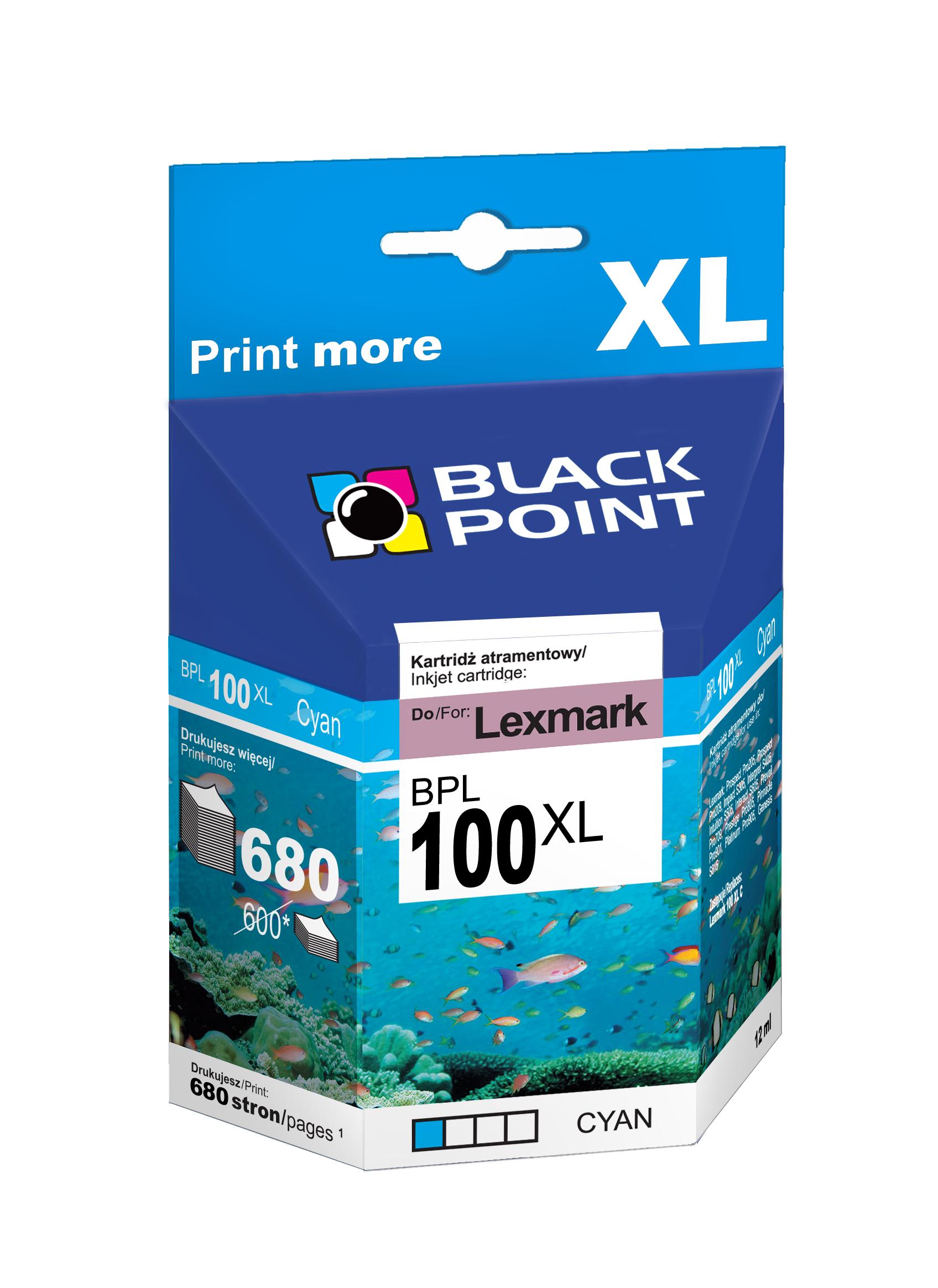CMYK - Black Point tusz BPL100XLC zastpuje Lexmark 14N0900E,  niebieski
