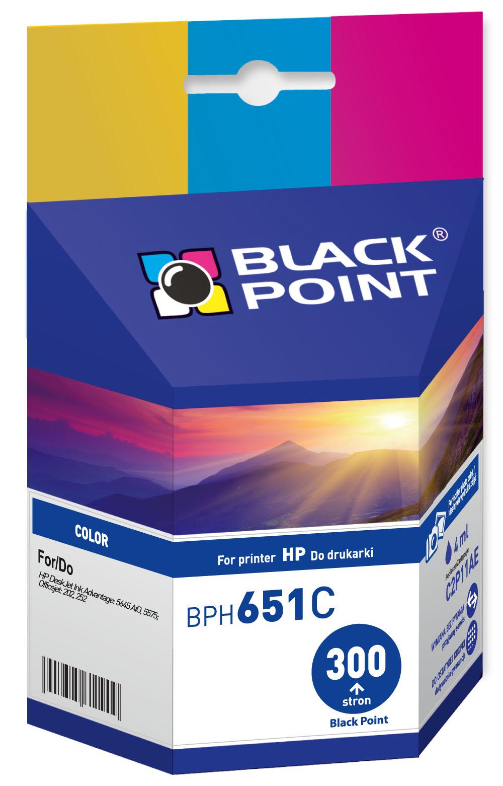 CMYK - Black Point tusz BPH651BK zastpuje HP C2P11AE, tricolor