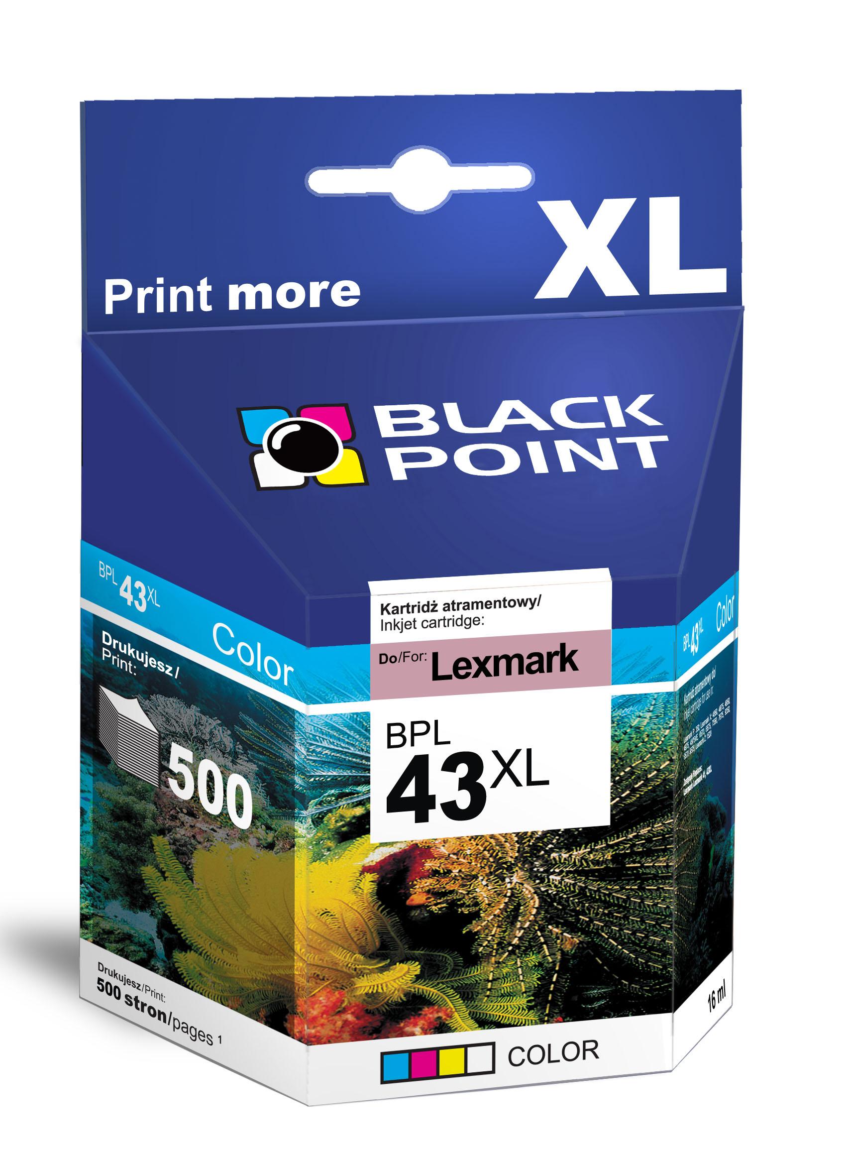CMYK - Black Point tusz BPL43XL zastpuje Lexmark 18YX143E, trjkolorowy