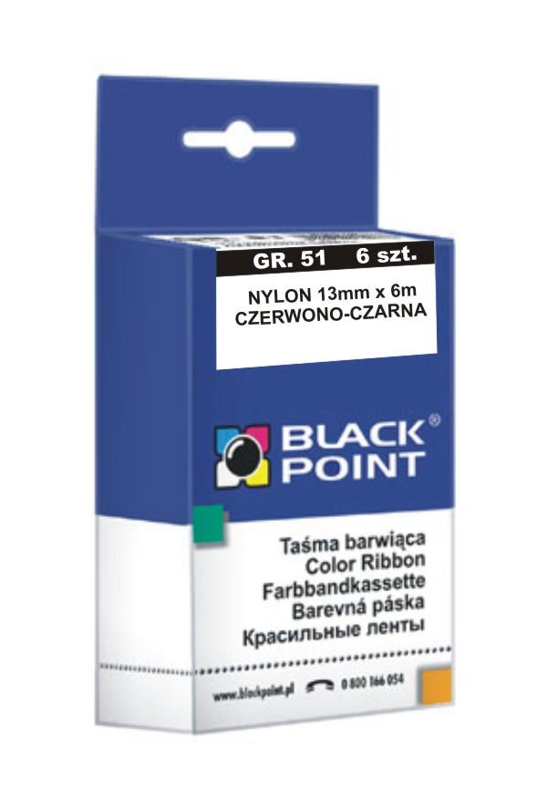 CMYK - Black Point taśma barwiąca KBPGR51CZCZ gr. 51 - 13 mm x 6 m, czarna-czerwona, 6 szt.