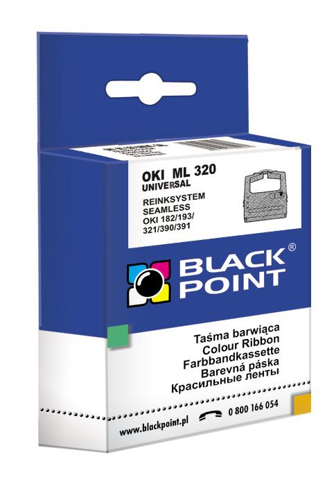 CMYK - Black Point taśma barwiąca KBPO320 zastępuje Oki ML 182 / 391, czarna, uniwersalna 9 / 24 igły, 8 mm / 1,8 m