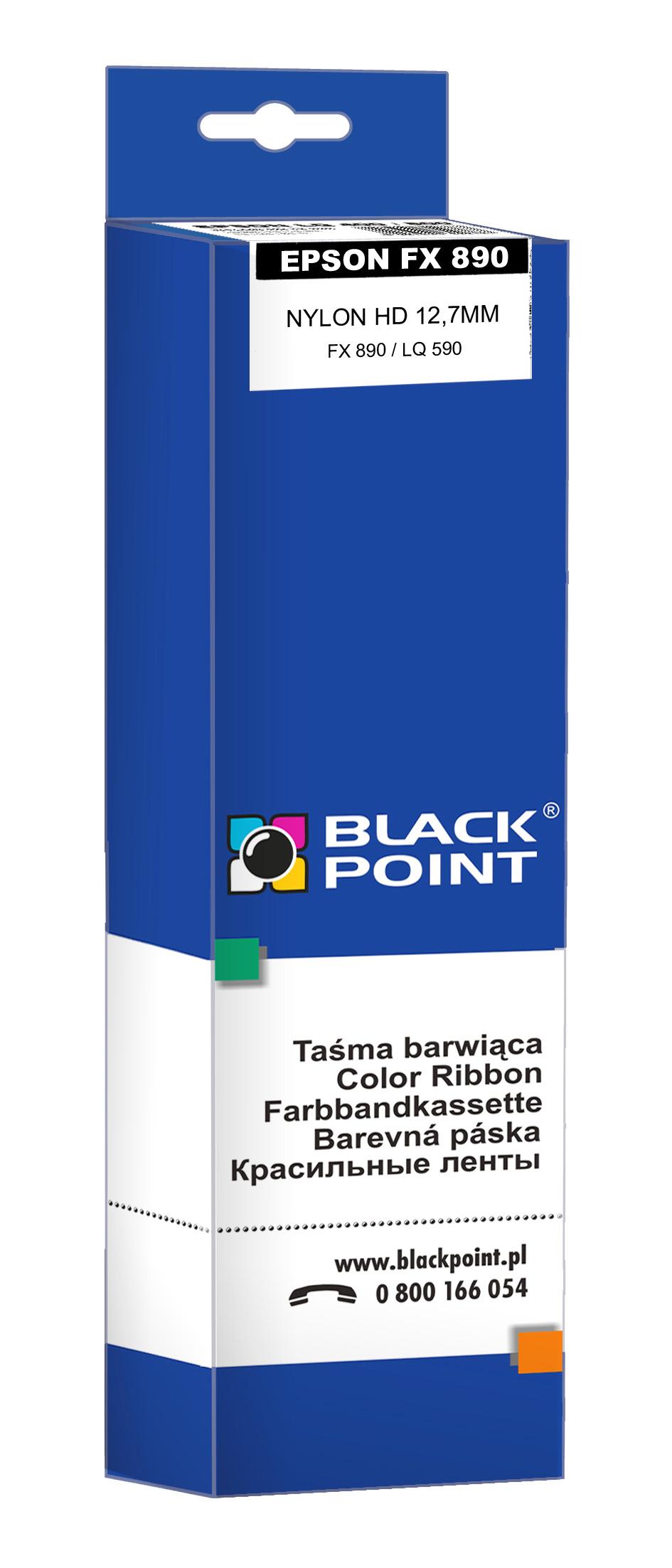 CMYK - Black Point tama barwica KBPE890 zastpuje Epson FX 890 / LQ 590, czarna, 12,7 mm / 17 m, 7,5 mln znakw