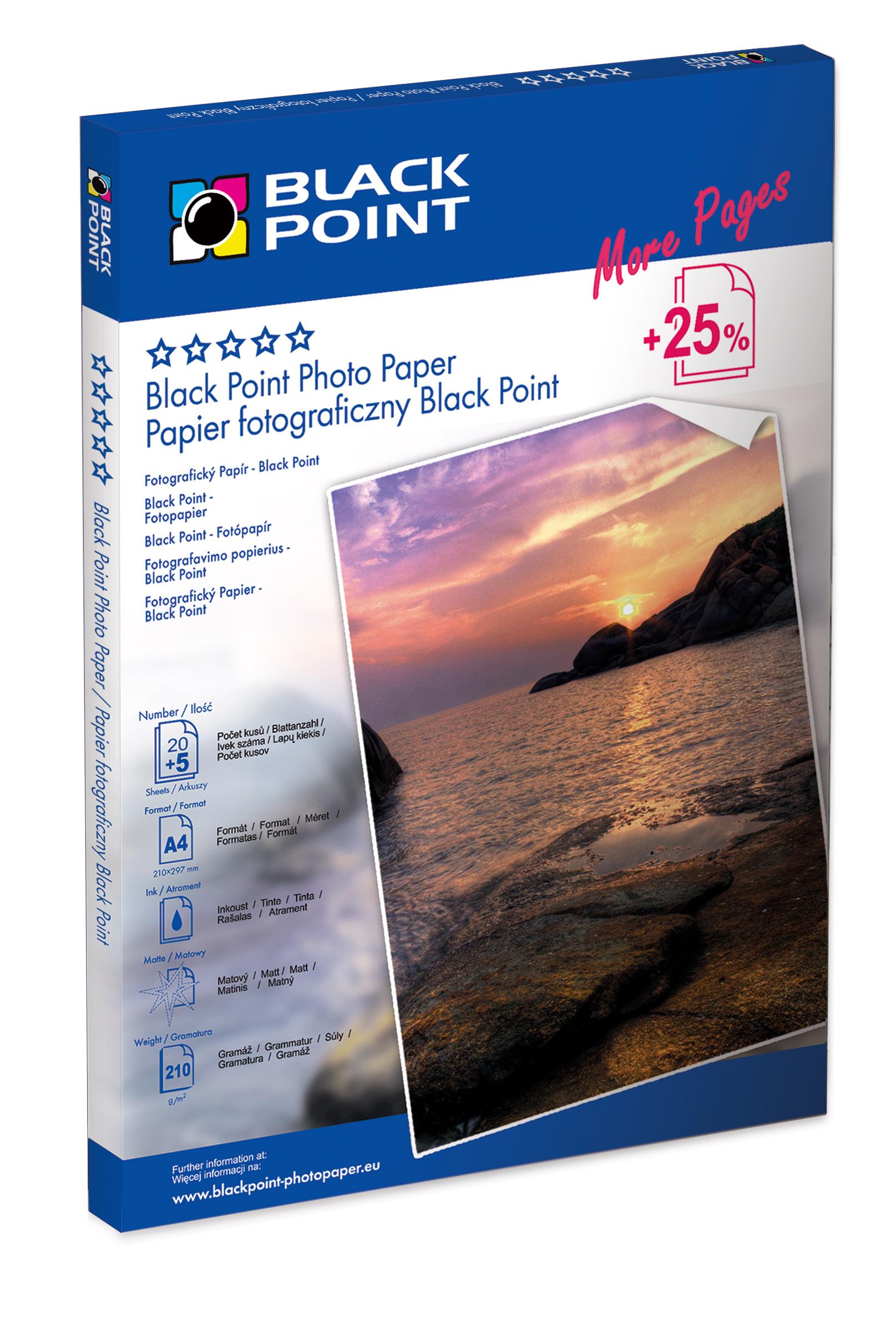 CMYK - Black Point papier fotograficzny PFA4M210A, A4, 210 g, 25 ark. mat