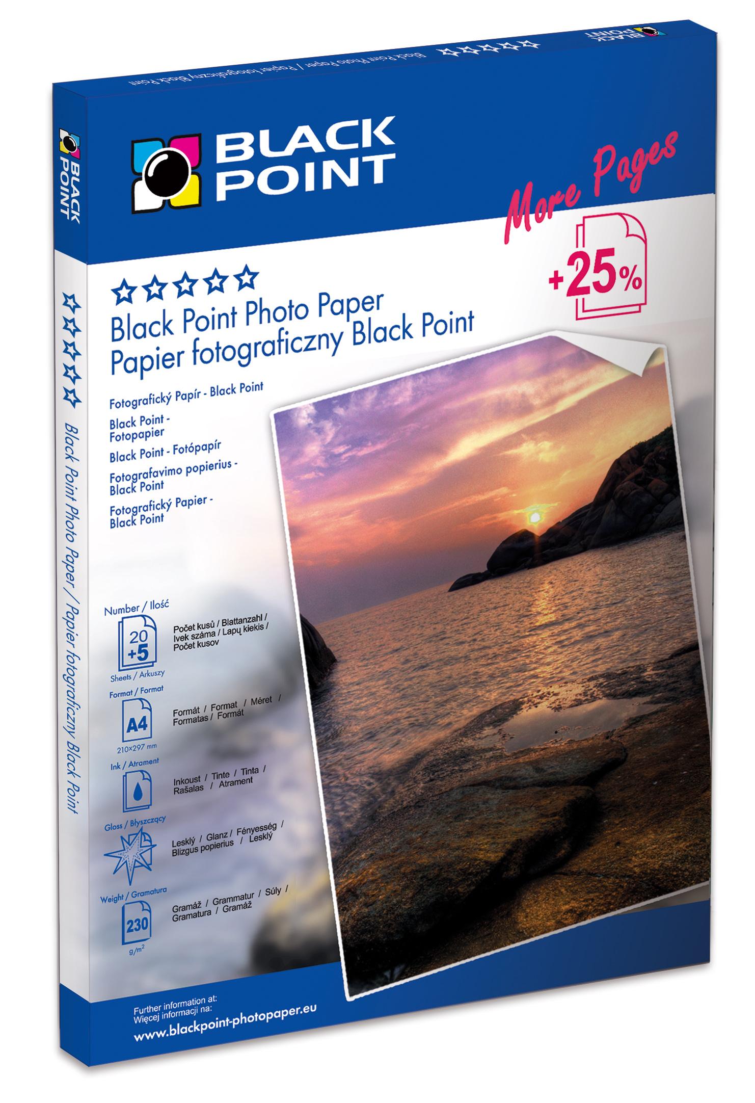 CMYK - Black Point papier fotograficzny PFA4G230A, A4, 230 g, 25 ark, bysk